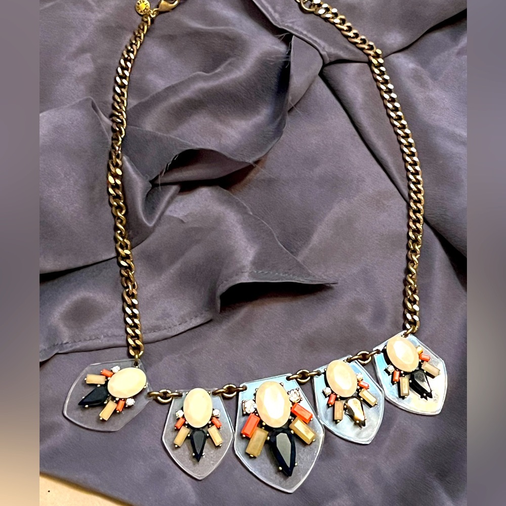Elegant J CrewBeaded Chain Chunky Gold Tone Jewelry Necklace